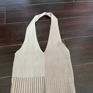 Beige and Cream Halter Top